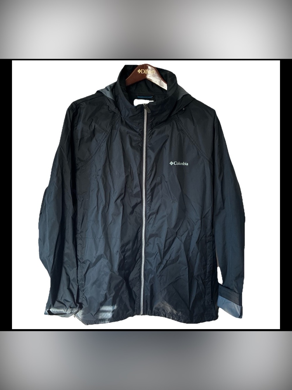 Columbia-Women’s Switchback Hooded Rain Jacket Size 3XL Black Packable Light EUC